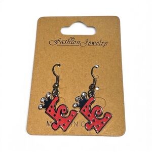 Pink Crown “E” Initial Dangle Earrings